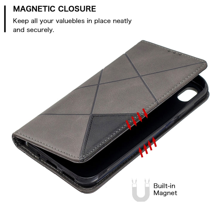 Rhombus Texture Horizontal Flip Magnetic Leather Case with Holder & Card Slots For Huawei Y5 (2019) / Honor 8S