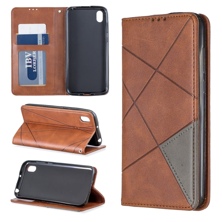 Rhombus Texture Horizontal Flip Magnetic Leather Case with Holder & Card Slots For Huawei Y5 (2019) / Honor 8S
