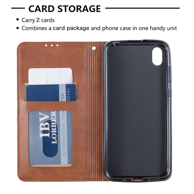 Rhombus Texture Horizontal Flip Magnetic Leather Case with Holder & Card Slots For Huawei Y5 (2019) / Honor 8S
