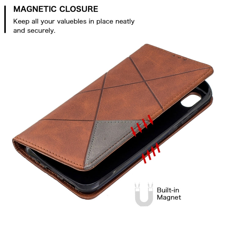 Rhombus Texture Horizontal Flip Magnetic Leather Case with Holder & Card Slots For Huawei Y5 (2019) / Honor 8S