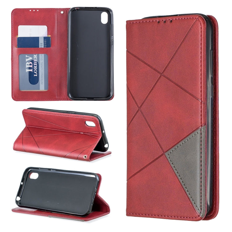 Rhombus Texture Horizontal Flip Magnetic Leather Case with Holder & Card Slots For Huawei Y5 (2019) / Honor 8S