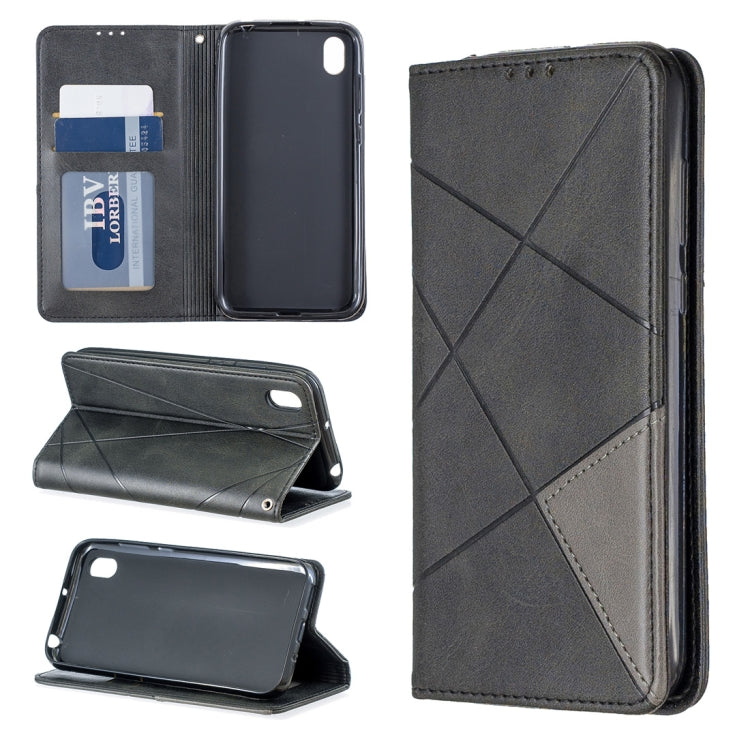 Rhombus Texture Horizontal Flip Magnetic Leather Case with Holder & Card Slots For Huawei Y5 (2019) / Honor 8S