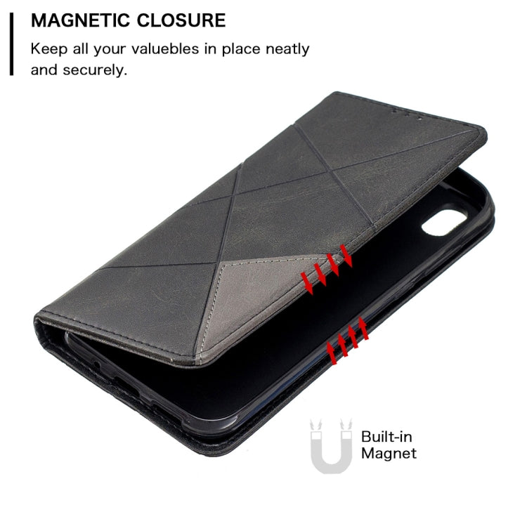 Rhombus Texture Horizontal Flip Magnetic Leather Case with Holder & Card Slots For Huawei Y5 (2019) / Honor 8S