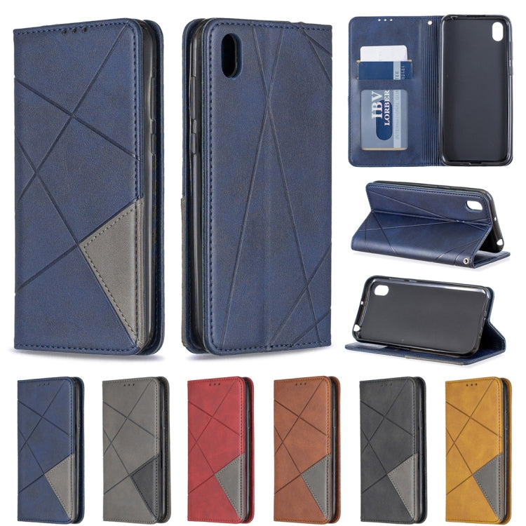 Rhombus Texture Horizontal Flip Magnetic Leather Case with Holder & Card Slots For Huawei Y5 (2019) / Honor 8S