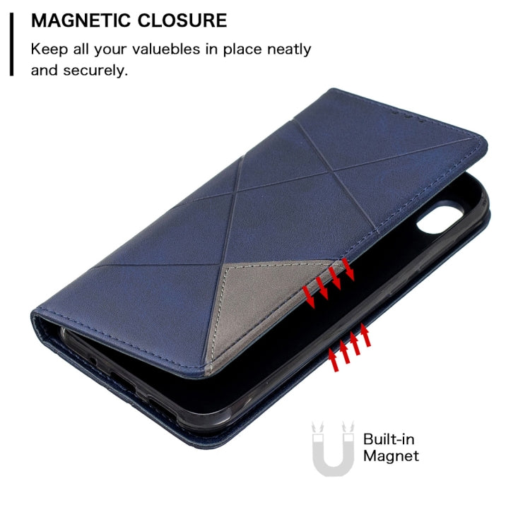Rhombus Texture Horizontal Flip Magnetic Leather Case with Holder & Card Slots For Huawei Y5 (2019) / Honor 8S