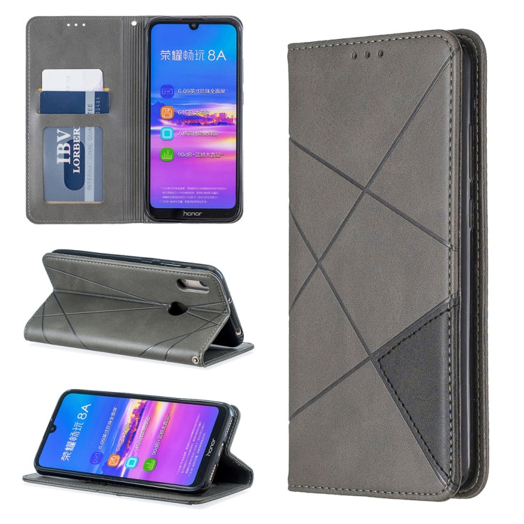 Rhombus Texture Horizontal Flip Magnetic Leather Case with Holder & Card Slots For Huawei Y6 (2019) / Honor Play 8A