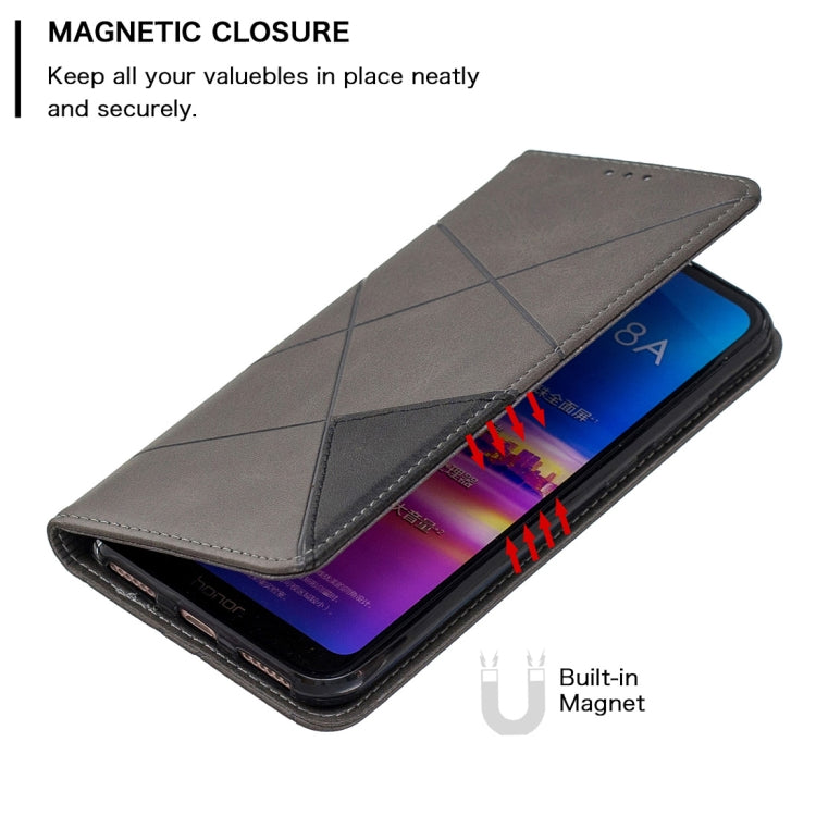 Rhombus Texture Horizontal Flip Magnetic Leather Case with Holder & Card Slots For Huawei Y6 (2019) / Honor Play 8A