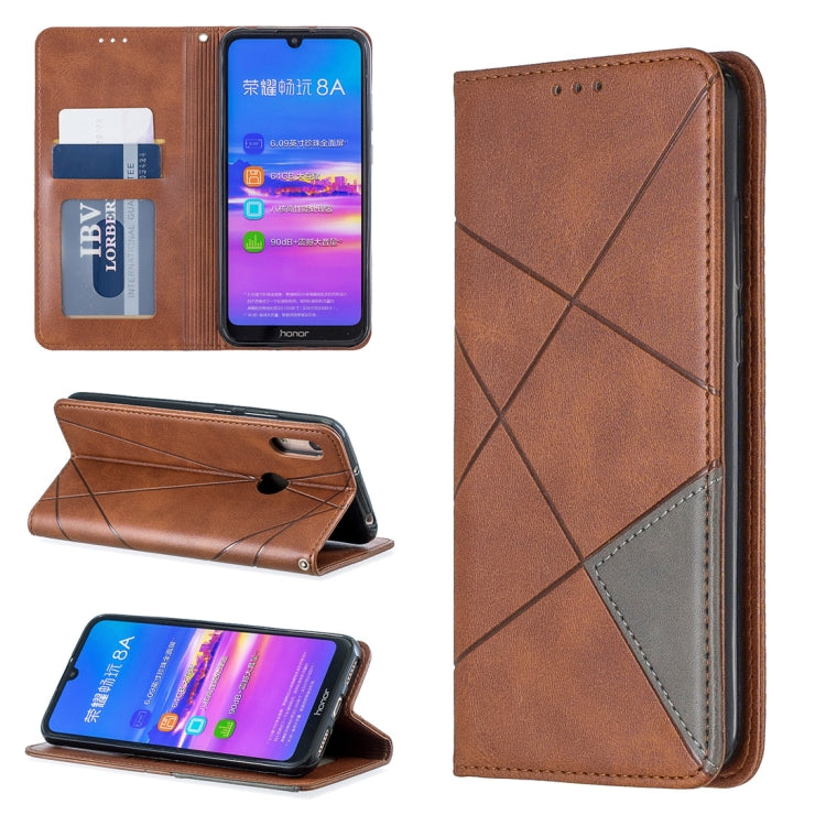 Rhombus Texture Horizontal Flip Magnetic Leather Case with Holder & Card Slots For Huawei Y6 (2019) / Honor Play 8A