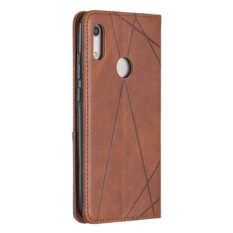 Rhombus Texture Horizontal Flip Magnetic Leather Case with Holder & Card Slots For Huawei Y6 (2019) / Honor Play 8A