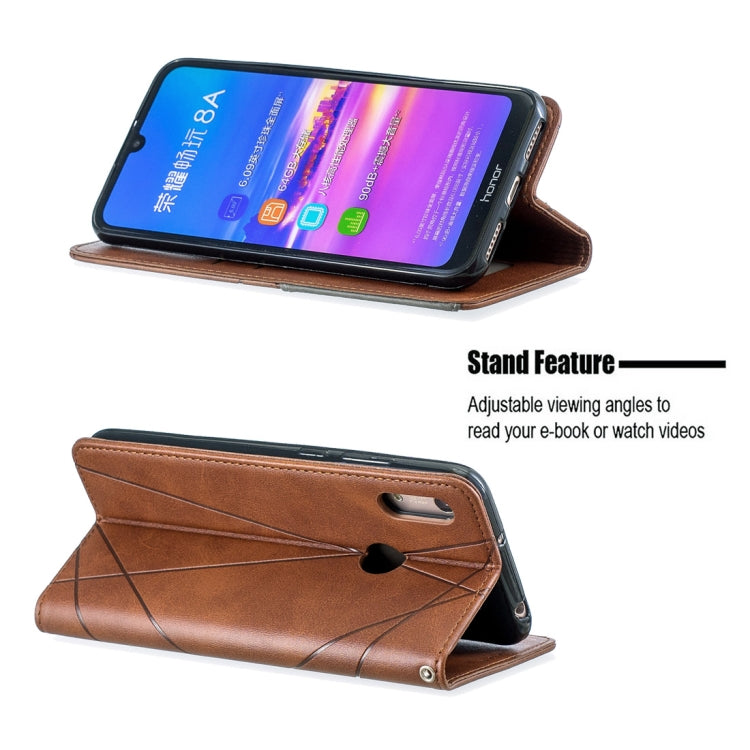 Rhombus Texture Horizontal Flip Magnetic Leather Case with Holder & Card Slots For Huawei Y6 (2019) / Honor Play 8A