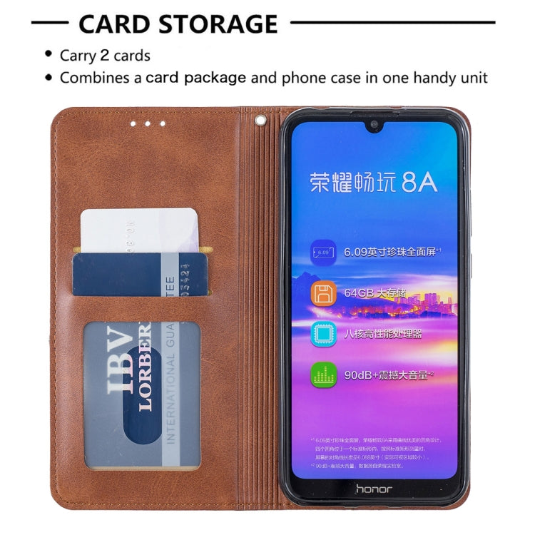 Rhombus Texture Horizontal Flip Magnetic Leather Case with Holder & Card Slots For Huawei Y6 (2019) / Honor Play 8A