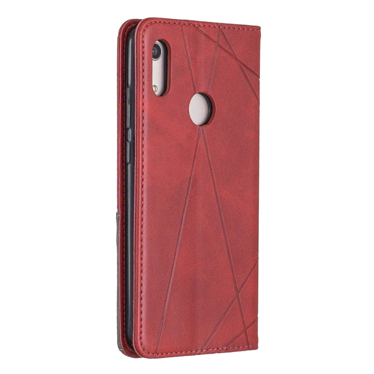 Rhombus Texture Horizontal Flip Magnetic Leather Case with Holder & Card Slots For Huawei Y6 (2019) / Honor Play 8A