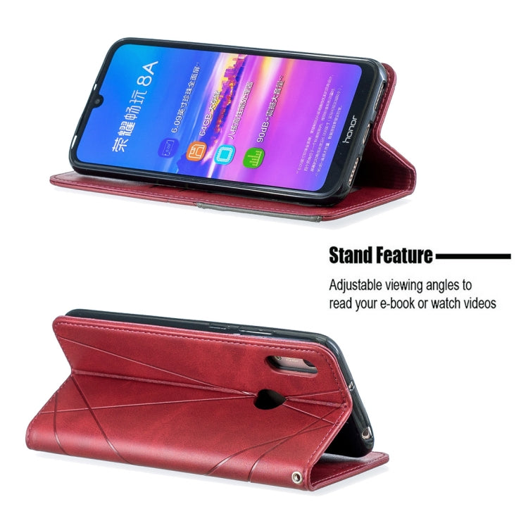 Rhombus Texture Horizontal Flip Magnetic Leather Case with Holder & Card Slots For Huawei Y6 (2019) / Honor Play 8A