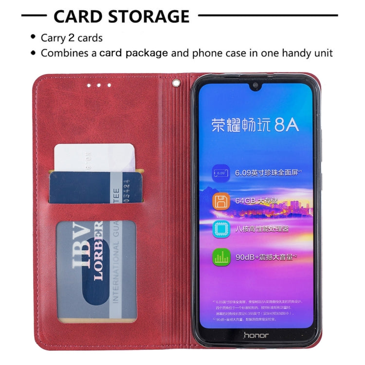 Rhombus Texture Horizontal Flip Magnetic Leather Case with Holder & Card Slots For Huawei Y6 (2019) / Honor Play 8A
