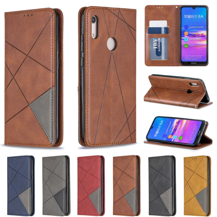 Rhombus Texture Horizontal Flip Magnetic Leather Case with Holder & Card Slots For Huawei Y6 (2019) / Honor Play 8A