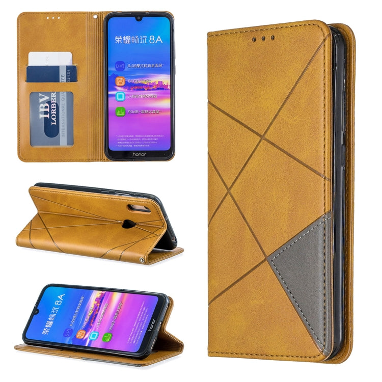 Rhombus Texture Horizontal Flip Magnetic Leather Case with Holder & Card Slots For Huawei Y6 (2019) / Honor Play 8A