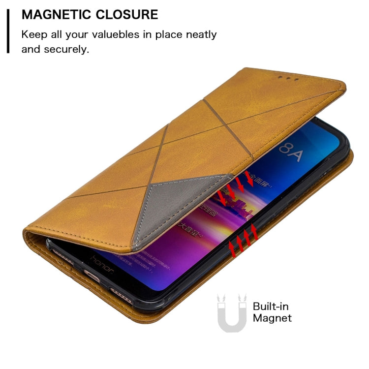 Rhombus Texture Horizontal Flip Magnetic Leather Case with Holder & Card Slots For Huawei Y6 (2019) / Honor Play 8A