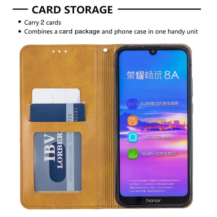 Rhombus Texture Horizontal Flip Magnetic Leather Case with Holder & Card Slots For Huawei Y6 (2019) / Honor Play 8A
