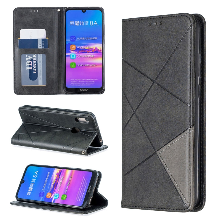Rhombus Texture Horizontal Flip Magnetic Leather Case with Holder & Card Slots For Huawei Y6 (2019) / Honor Play 8A