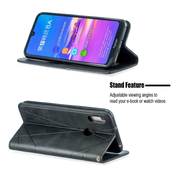 Rhombus Texture Horizontal Flip Magnetic Leather Case with Holder & Card Slots For Huawei Y6 (2019) / Honor Play 8A