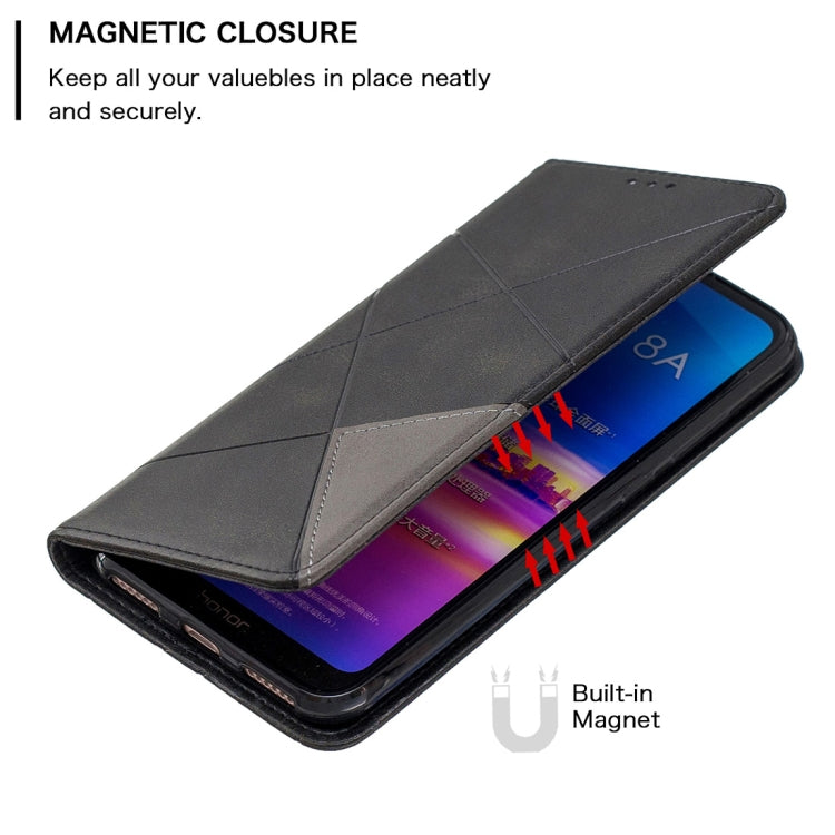 Rhombus Texture Horizontal Flip Magnetic Leather Case with Holder & Card Slots For Huawei Y6 (2019) / Honor Play 8A