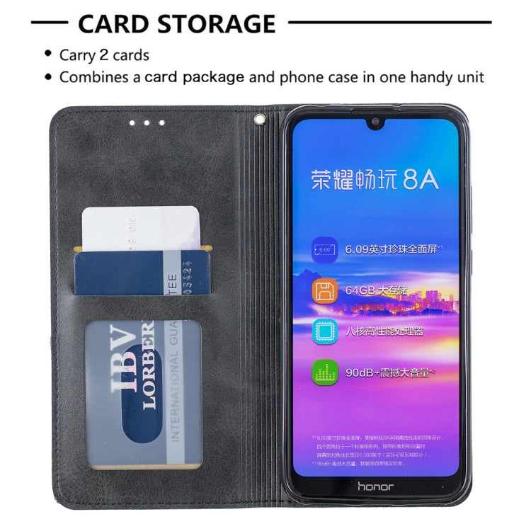 Rhombus Texture Horizontal Flip Magnetic Leather Case with Holder & Card Slots For Huawei Y6 (2019) / Honor Play 8A