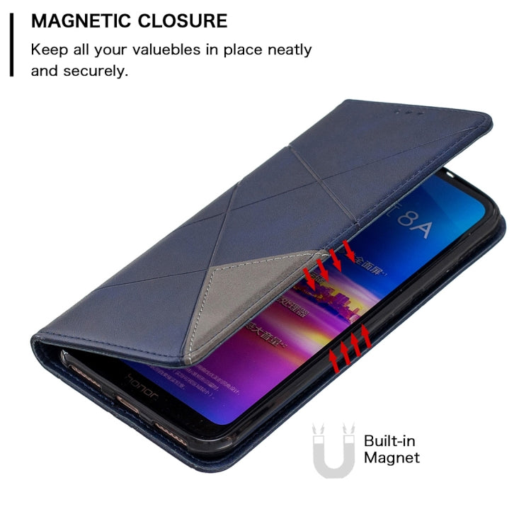 Rhombus Texture Horizontal Flip Magnetic Leather Case with Holder & Card Slots For Huawei Y6 (2019) / Honor Play 8A