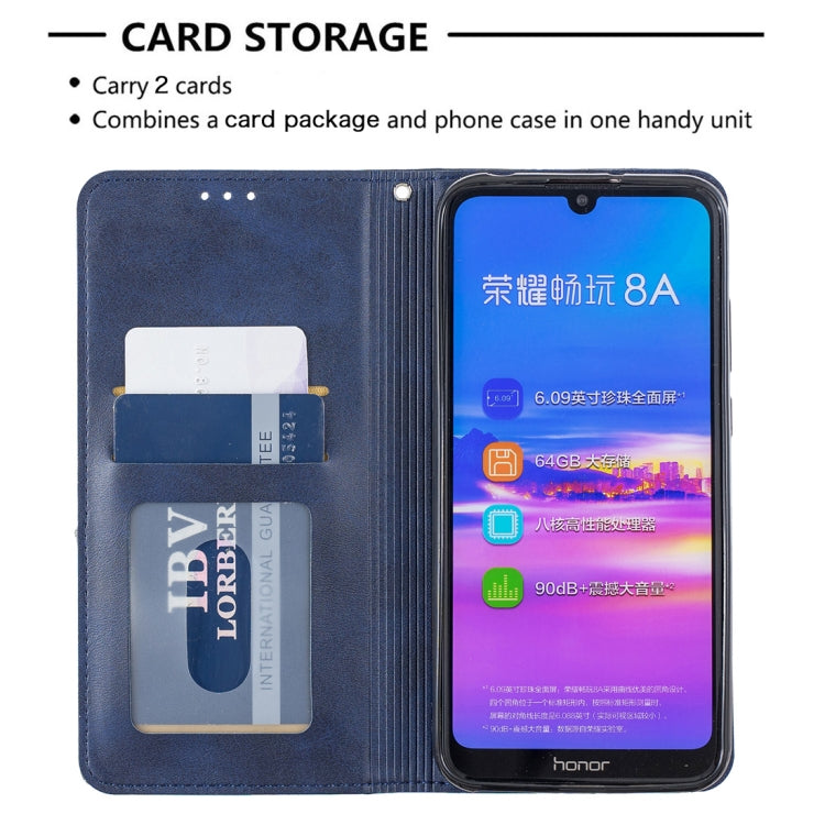 Rhombus Texture Horizontal Flip Magnetic Leather Case with Holder & Card Slots For Huawei Y6 (2019) / Honor Play 8A