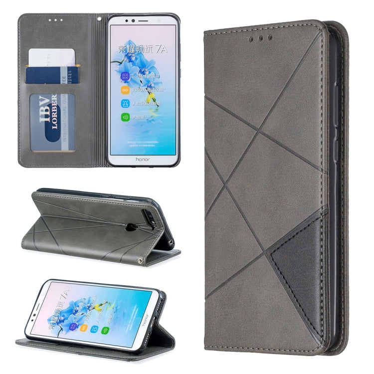 Rhombus Texture Horizontal Flip Magnetic Leather Case with Holder & Card Slots For Huawei Honor 7A / Y6 (2018)