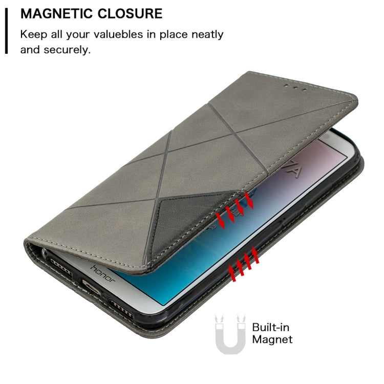 Rhombus Texture Horizontal Flip Magnetic Leather Case with Holder & Card Slots For Huawei Honor 7A / Y6 (2018)