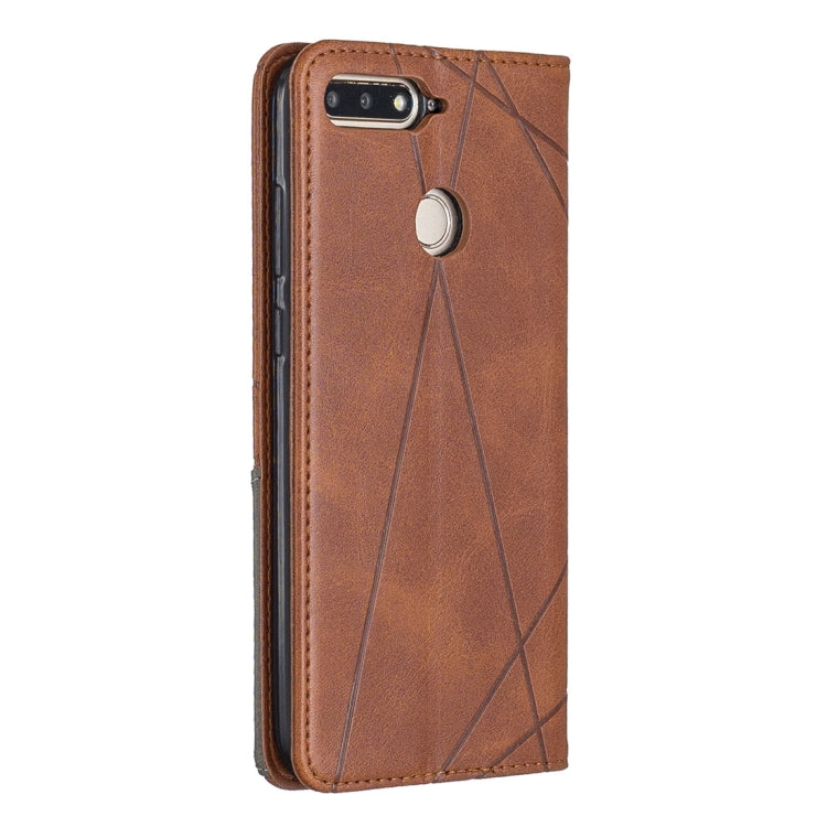 Rhombus Texture Horizontal Flip Magnetic Leather Case with Holder & Card Slots For Huawei Honor 7A / Y6 (2018)