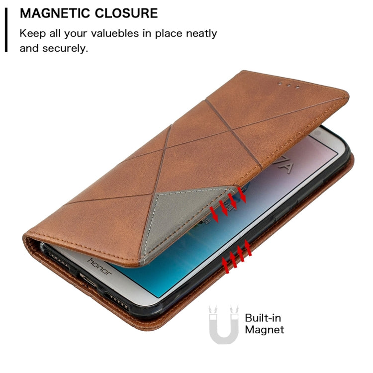 Rhombus Texture Horizontal Flip Magnetic Leather Case with Holder & Card Slots For Huawei Honor 7A / Y6 (2018)