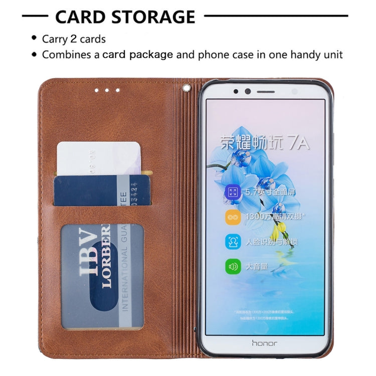 Rhombus Texture Horizontal Flip Magnetic Leather Case with Holder & Card Slots For Huawei Honor 7A / Y6 (2018)