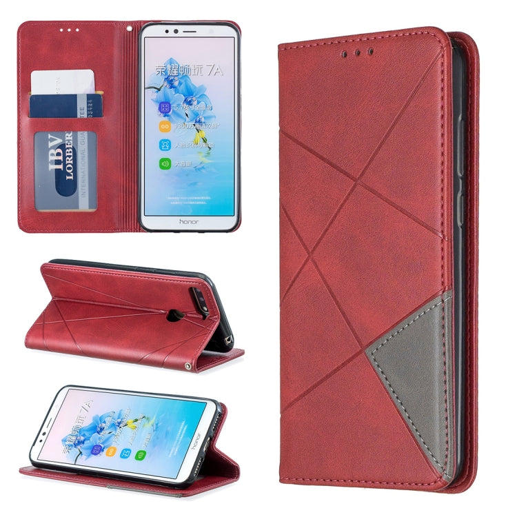 Rhombus Texture Horizontal Flip Magnetic Leather Case with Holder & Card Slots For Huawei Honor 7A / Y6 (2018)