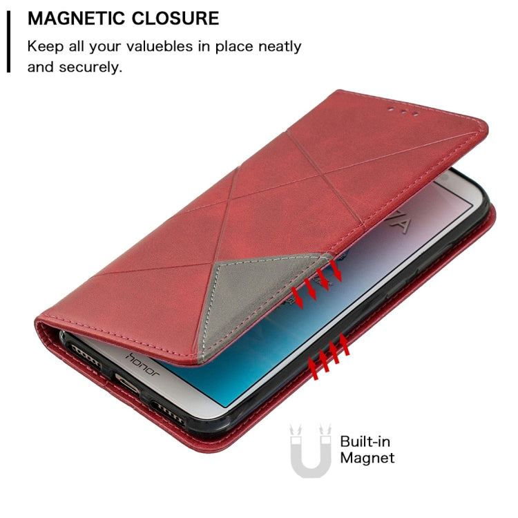 Rhombus Texture Horizontal Flip Magnetic Leather Case with Holder & Card Slots For Huawei Honor 7A / Y6 (2018)