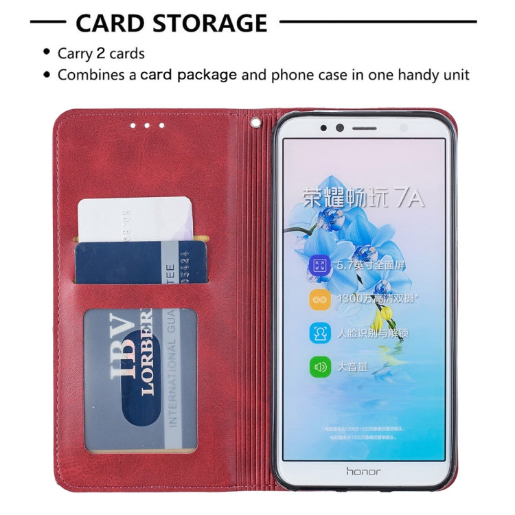 Rhombus Texture Horizontal Flip Magnetic Leather Case with Holder & Card Slots For Huawei Honor 7A / Y6 (2018)