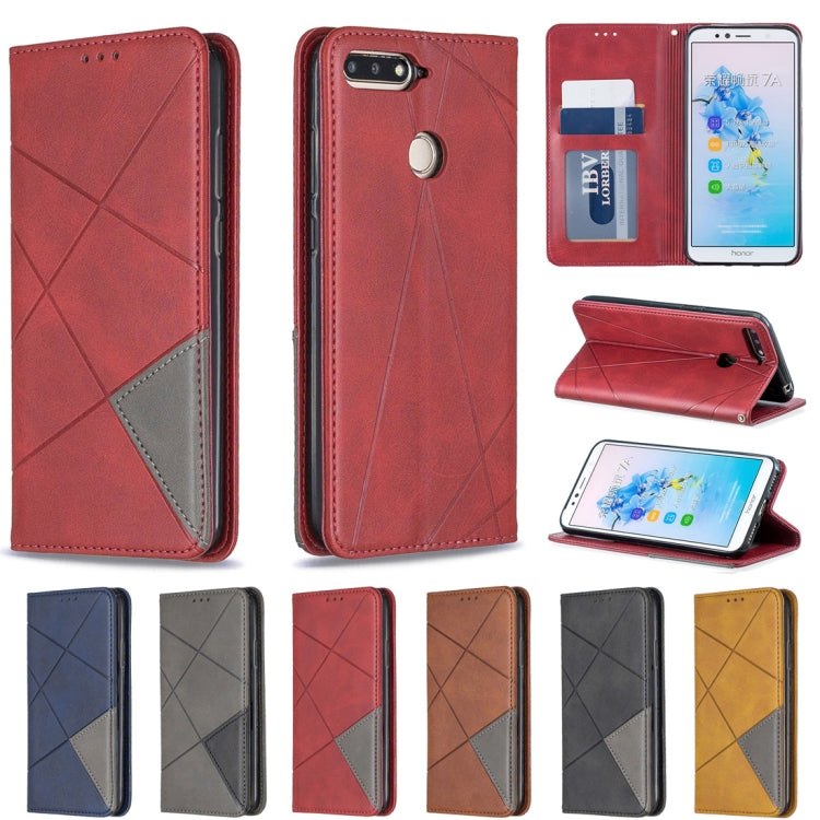 Rhombus Texture Horizontal Flip Magnetic Leather Case with Holder & Card Slots For Huawei Honor 7A / Y6 (2018)