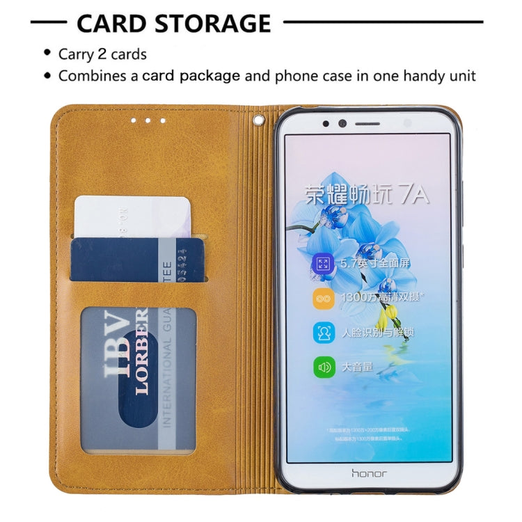 Rhombus Texture Horizontal Flip Magnetic Leather Case with Holder & Card Slots For Huawei Honor 7A / Y6 (2018)