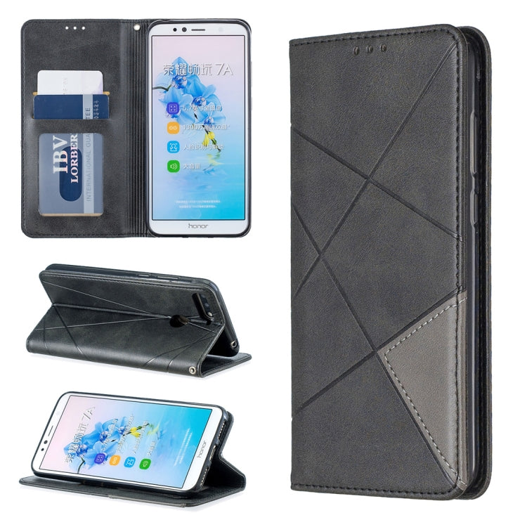 Rhombus Texture Horizontal Flip Magnetic Leather Case with Holder & Card Slots For Huawei Honor 7A / Y6 (2018)