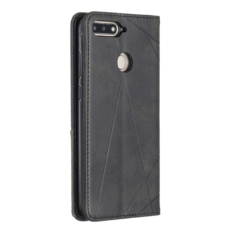 Rhombus Texture Horizontal Flip Magnetic Leather Case with Holder & Card Slots For Huawei Honor 7A / Y6 (2018)