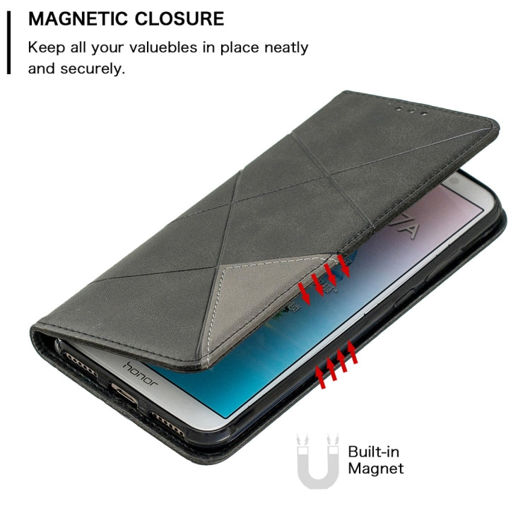 Rhombus Texture Horizontal Flip Magnetic Leather Case with Holder & Card Slots For Huawei Honor 7A / Y6 (2018)