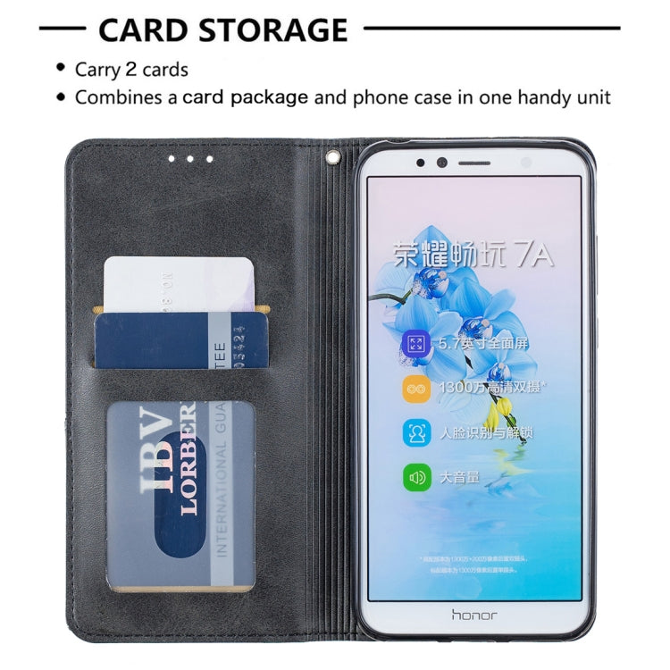 Rhombus Texture Horizontal Flip Magnetic Leather Case with Holder & Card Slots For Huawei Honor 7A / Y6 (2018)