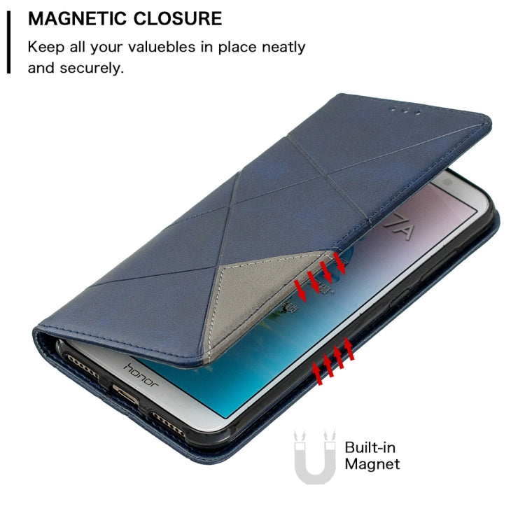 Rhombus Texture Horizontal Flip Magnetic Leather Case with Holder & Card Slots For Huawei Honor 7A / Y6 (2018)