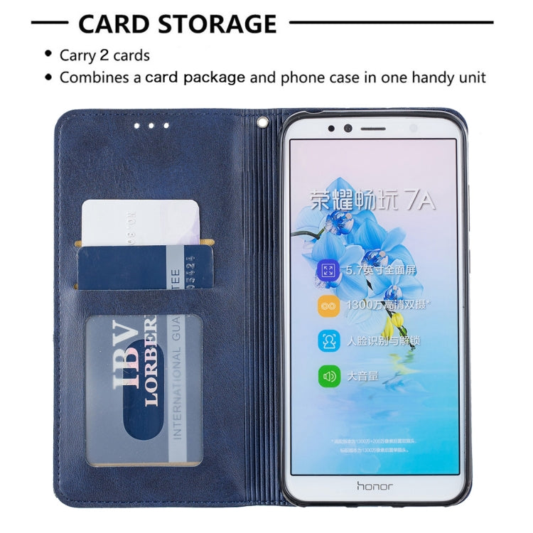 Rhombus Texture Horizontal Flip Magnetic Leather Case with Holder & Card Slots For Huawei Honor 7A / Y6 (2018)