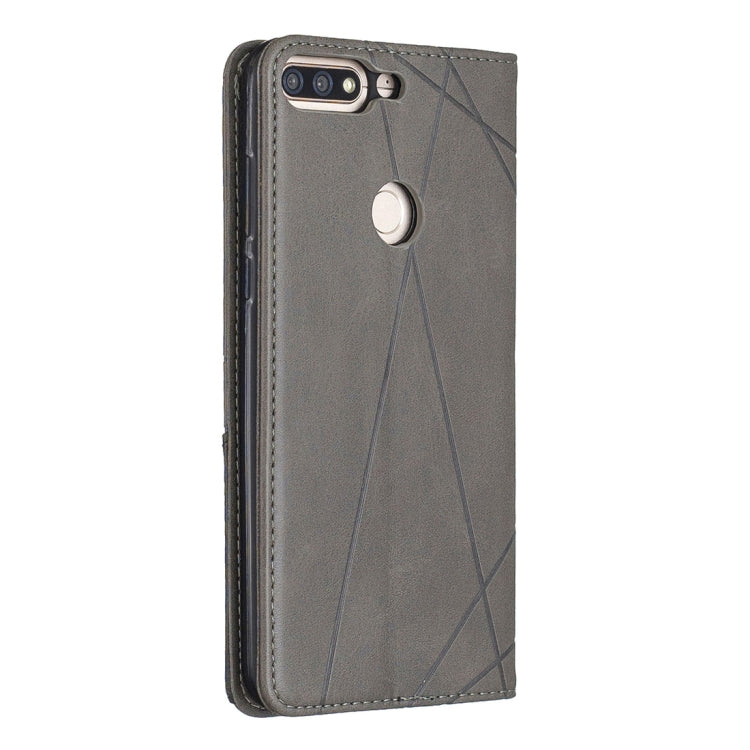 Rhombus Texture Horizontal Flip Magnetic Leather Case with Holder & Card Slots For Huawei Honor 7C / Y7 (2018)