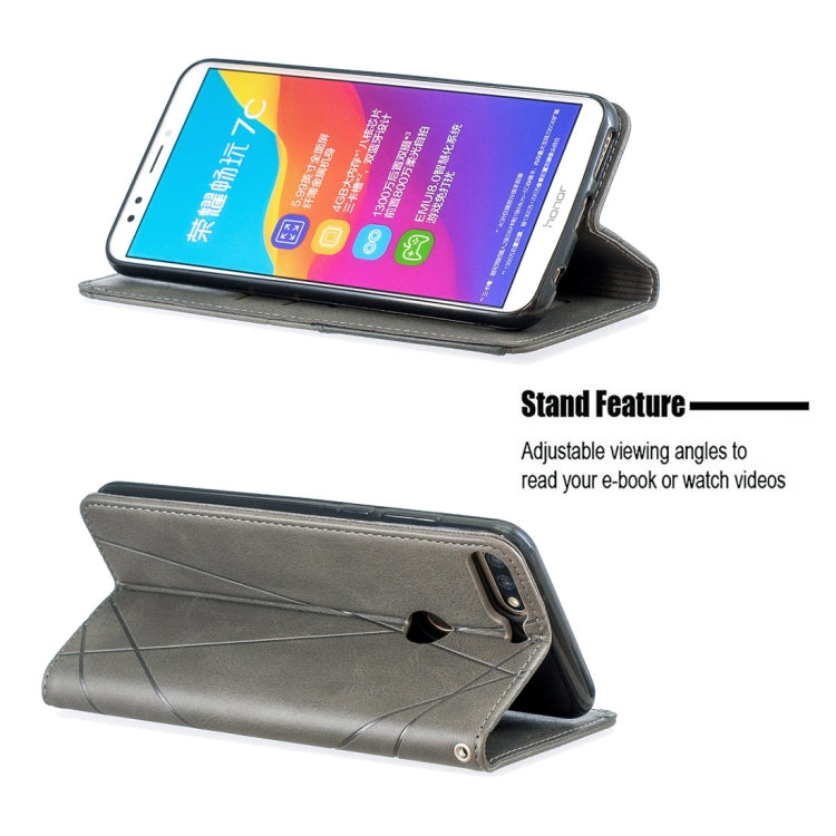 Rhombus Texture Horizontal Flip Magnetic Leather Case with Holder & Card Slots For Huawei Honor 7C / Y7 (2018)