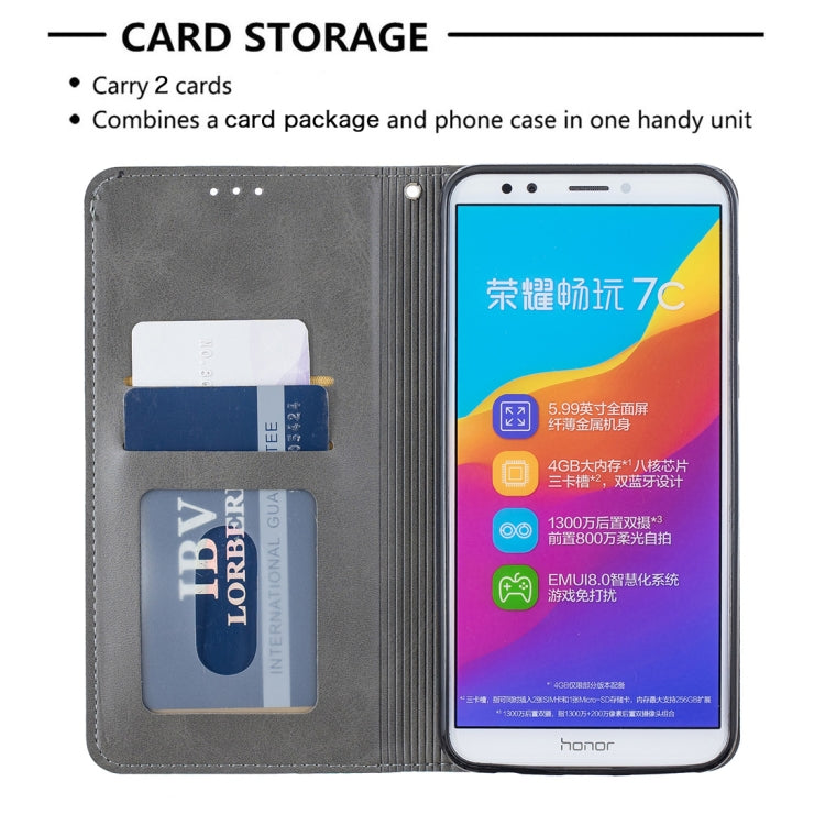Rhombus Texture Horizontal Flip Magnetic Leather Case with Holder & Card Slots For Huawei Honor 7C / Y7 (2018)