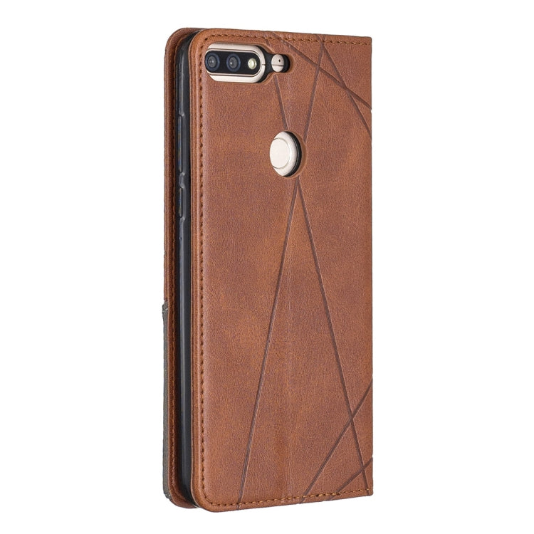 Rhombus Texture Horizontal Flip Magnetic Leather Case with Holder & Card Slots For Huawei Honor 7C / Y7 (2018)