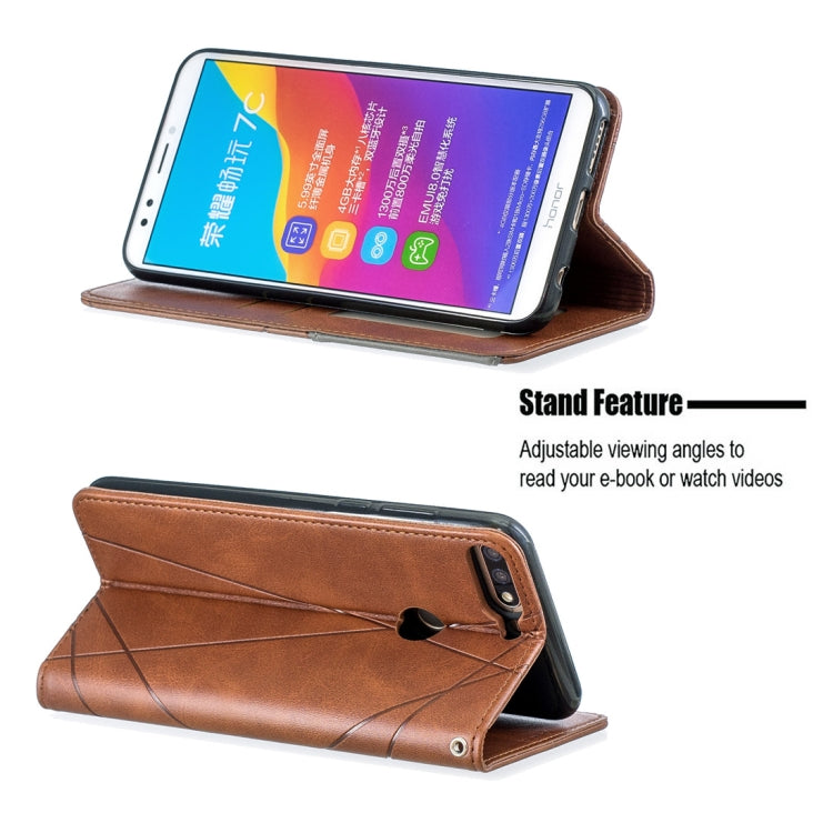 Rhombus Texture Horizontal Flip Magnetic Leather Case with Holder & Card Slots For Huawei Honor 7C / Y7 (2018)