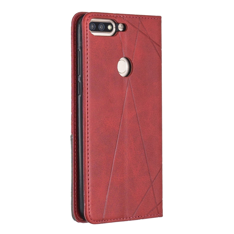 Rhombus Texture Horizontal Flip Magnetic Leather Case with Holder & Card Slots For Huawei Honor 7C / Y7 (2018)